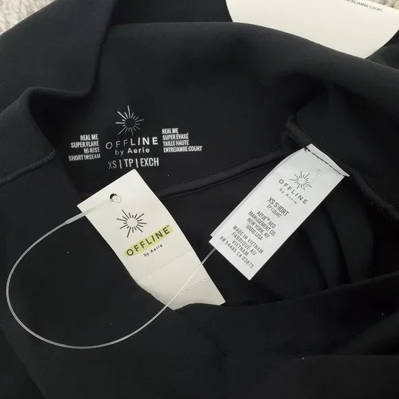 OFFLINE By Aerie Real Me High Waisted Crossover Rib Super Flare Legging black XS - Picture 5 of 11